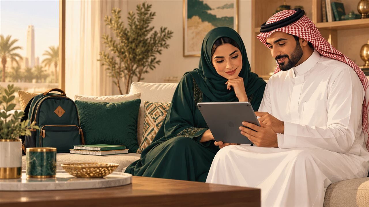 والدان سعوديان يتابعان شؤون الدراسة عبر جهاز لوحي